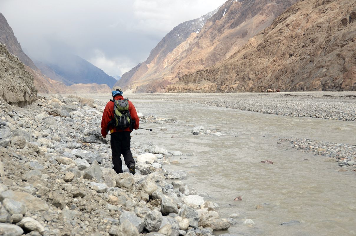 15 Shobo Walking On The Rocks Beside The Shaksgam River Between Kerqin And River Junction Camps On Trek To K2 North Face In China